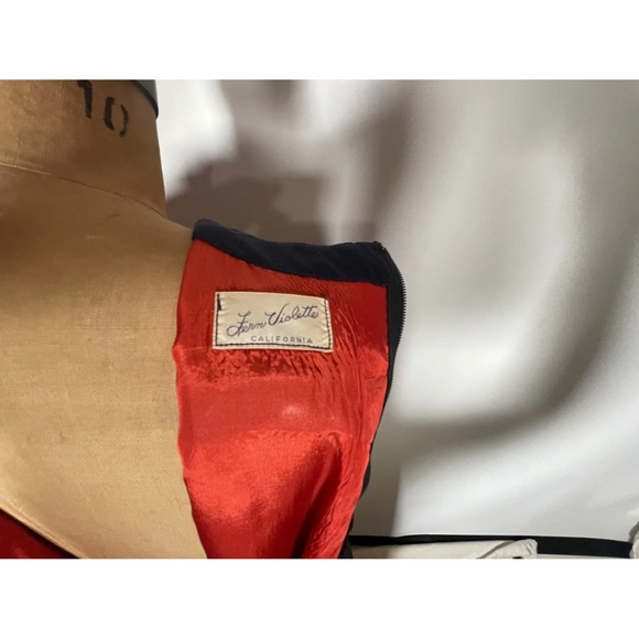 Fern Violette DRESS Mod 1960s Embroidered Navy Blue - Picture 5 of 7